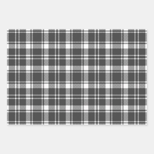 Tartan Pset en Snowflake Monochroom Inpakpapier Vel (Voorkant)