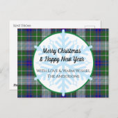 Tartan Pset en Snowflakes kerstkaart Briefkaart (Voorkant / Achterkant)