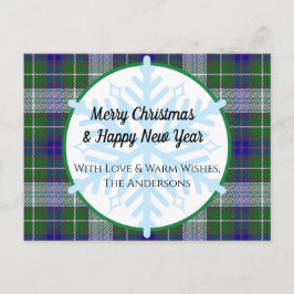 Tartan Pset en Snowflakes kerstkaart Briefkaart