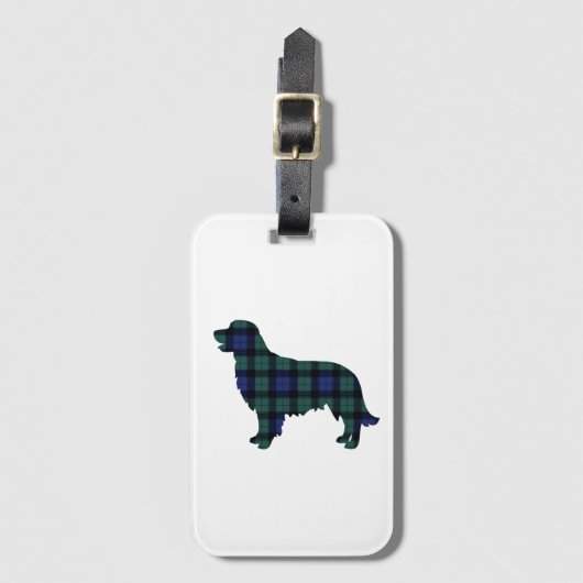 Tartan Pset Golden Retriever Bagagelabel (Voorkant (verticaal))