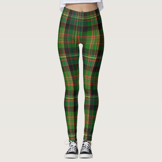 Tartan Pset-kerstgroen rood Leggings (Voorkant)