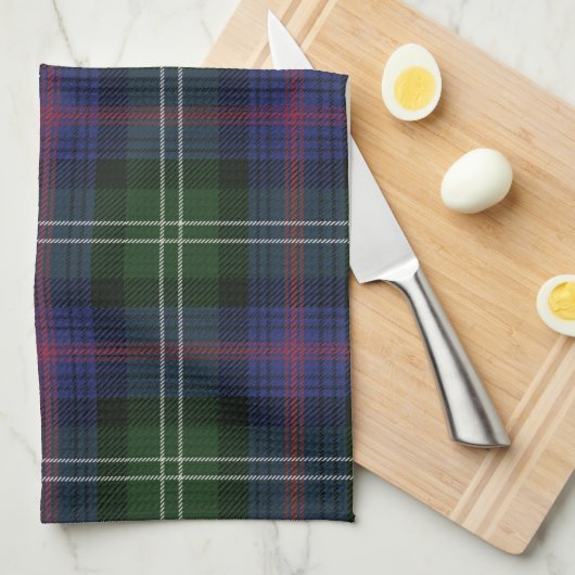 Tartan Pset Monogram Naam Rustic Clan Sutherland Theedoek (Quarter Fold)