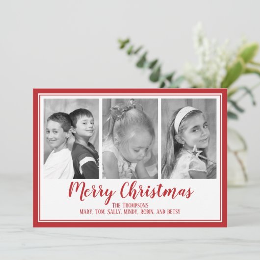 Tartan Pset Multi-Photo met kerstkaart (Staand voorkant)