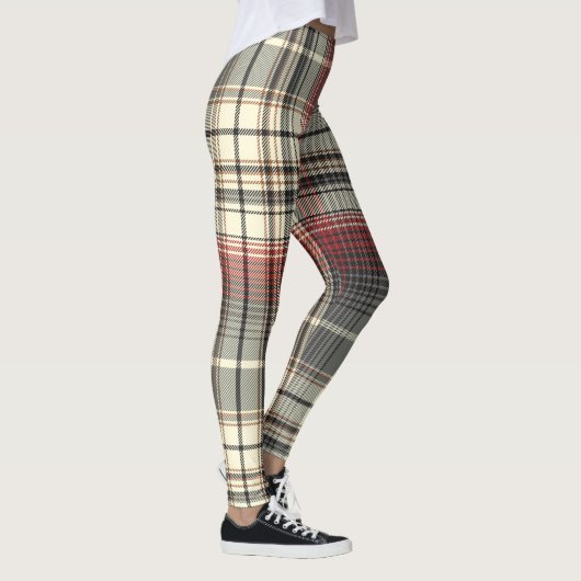 Tartan Pset Patroon rood grijs wit Leggings (Rechts)
