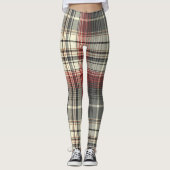 Tartan Pset Patroon rood grijs wit Leggings (Voorkant)