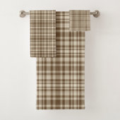 Tartan Pset Pattern Brown & Beige No. 70 Bad Handdoek (Insitu)