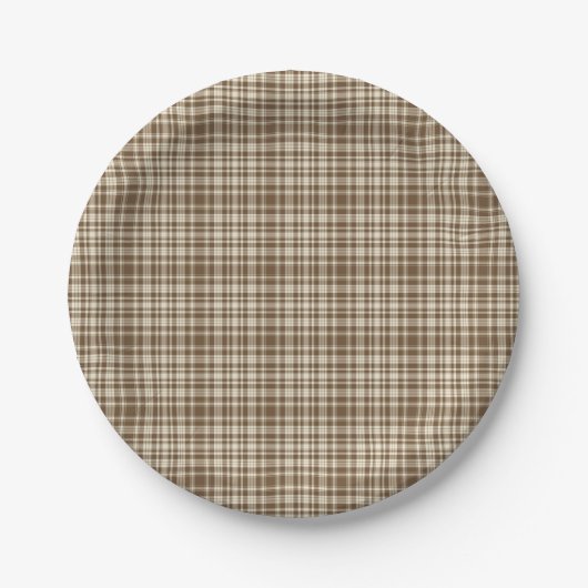 Tartan Pset Pattern Brown & Beige No. 70 Papieren Bordje (Voorkant)
