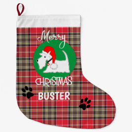 Tartan Pset Pattern Pet Westie Dog Grote Kerstsok