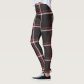 Tartan Pset Pattern Red Black White Striped Leggings (Links)