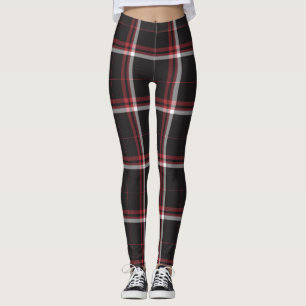 Tartan Pset Pattern Red Black White Striped Leggings