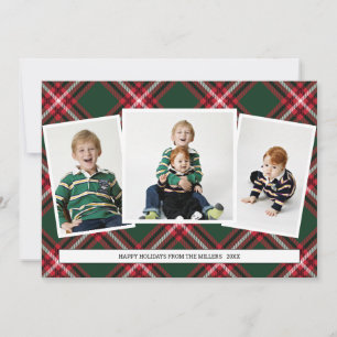 Tartan Pset Photo Collage Card voor Kerstmis Feestdagenkaart