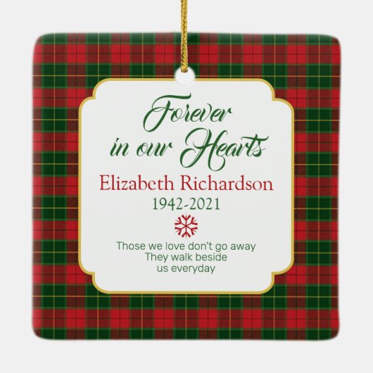 Tartan Pset Pine Boughs Memorial Keramisch Ornament (Achterkant)