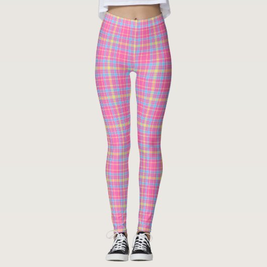 Tartan Pset Pink, Blue, Paars, Yellow No. 53 Leggings (Voorkant)