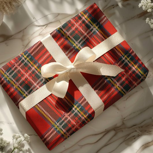 Tartan Pset Red Kerstmis Cadeaupapier