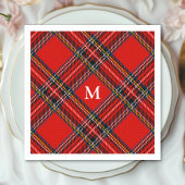 Tartan Pset Red Kerstmonogram Servet