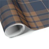 Tartan Pset Scottish Blue Brown Pattern Cadeaupapier (Rol Hoek)
