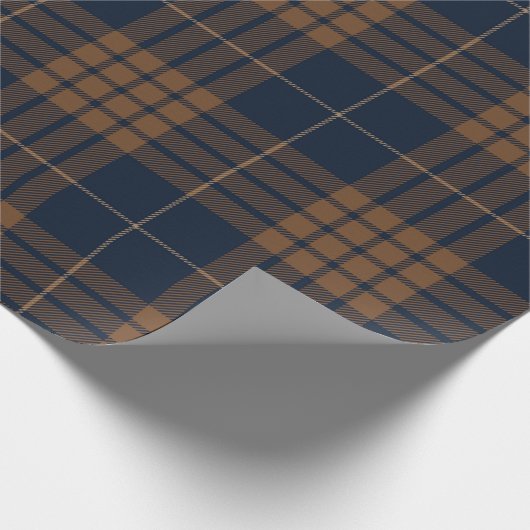 Tartan Pset Scottish Blue Brown Pattern Cadeaupapier (Hoek)