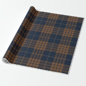 Tartan Pset Scottish Blue Brown Pattern Cadeaupapier (Uitgerold)