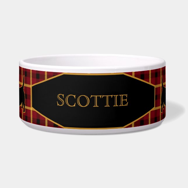 Tartan Pset Scottish Terriers/Scotties Dog Bowl Voerbakje (Voorkant)