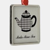 Tartan Pset Teapot V3 Metalen Ornament (Rechts)