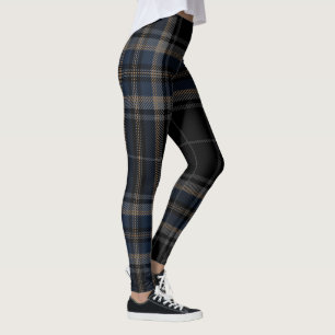 Tartan Pset Trendy Black Blue Leggings