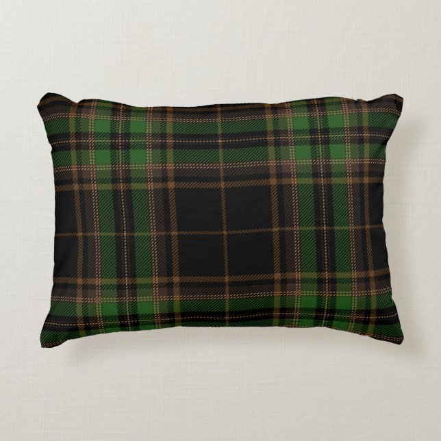 Tartan Pset Trendy Black Brown Green Pattern Accent Kussen (Voorkant)