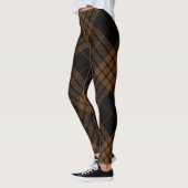Tartan Pset Trendy Diagonal Black Brown Leggings (Links)