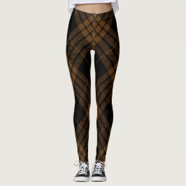 Tartan Pset Trendy Diagonal Black Brown Leggings
