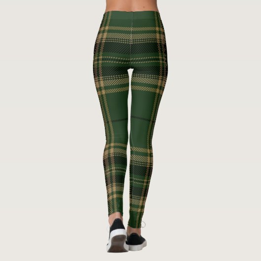 Tartan Pset Trendy Green Black Brown Pattern Leggings (Achterkant)