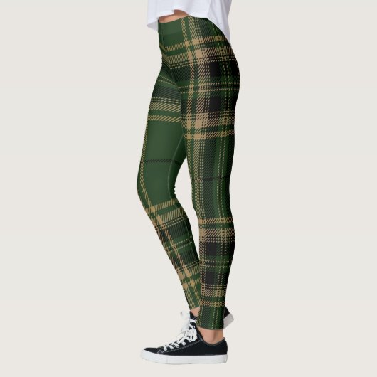 Tartan Pset Trendy Green Black Brown Pattern Leggings (Links)