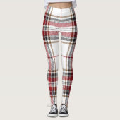 Tartan Pset Trendy Red en White Patroon Leggings (Voorkant)