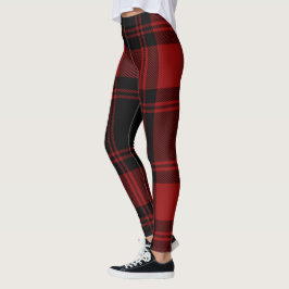Tartan Pset Trendy Scottish Black Red Leggings