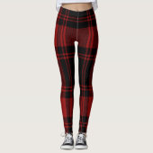 Tartan Pset Trendy Scottish Black Red Leggings (Voorkant)