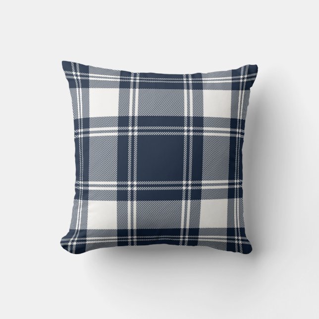 Tartan Pset Trendy Scottish Blue White Kussen (Voorkant)