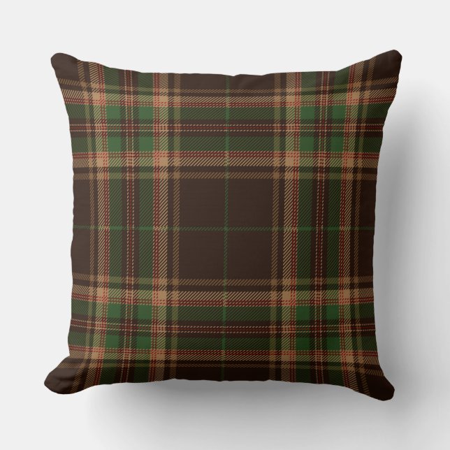 Tartan Pset Trendy Scottish Brown Green Red Kussen (Voorkant)