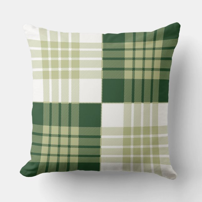Tartan Pset Trendy Scottish Green White Pattern Kussen (Voorkant)