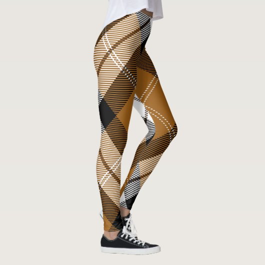 Tartan Pset Trendy Yellow Black White Pattern Leggings (Rechts)