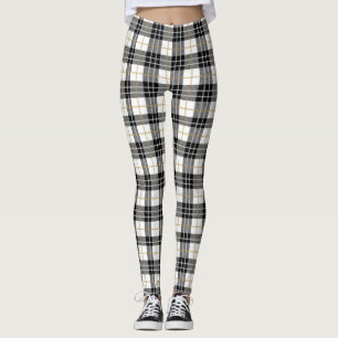 Tartan Pset White, Black, Gold Kerstmis Leggings