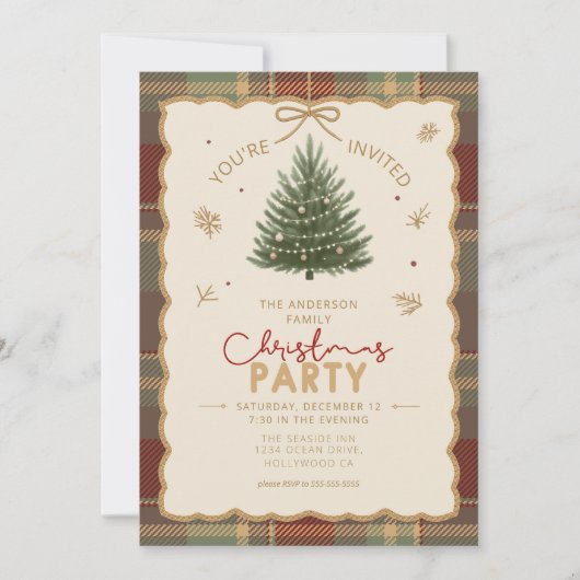 Tartan Rand Kerstfeest ID1141A Feestdagenkaart (Voorkant)