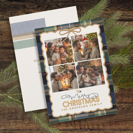 Tartan Rand Kerstmis 4 Foto Sjabloon ID1141B