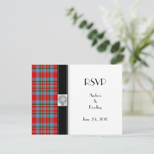 Tartan Reactiekaart RSVP Kaartje (Staand voorkant)