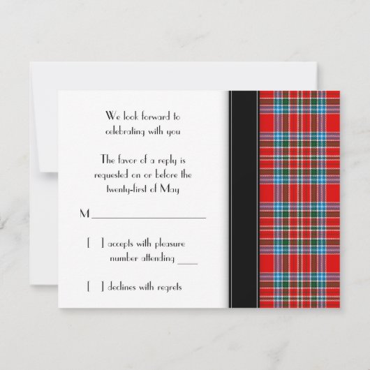 Tartan Reactiekaart RSVP Kaartje (Achterkant)