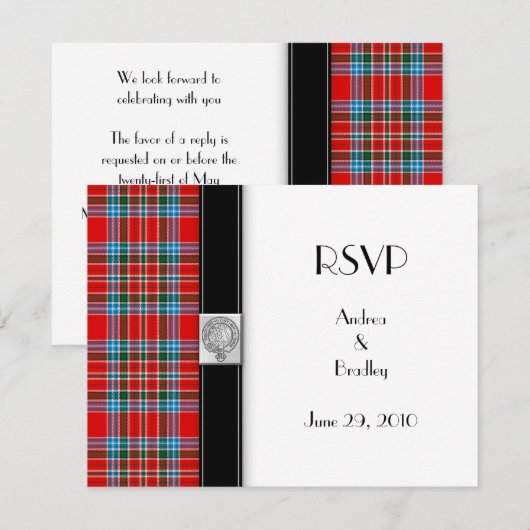 Tartan Reactiekaart RSVP Kaartje (Voorkant / Achterkant)