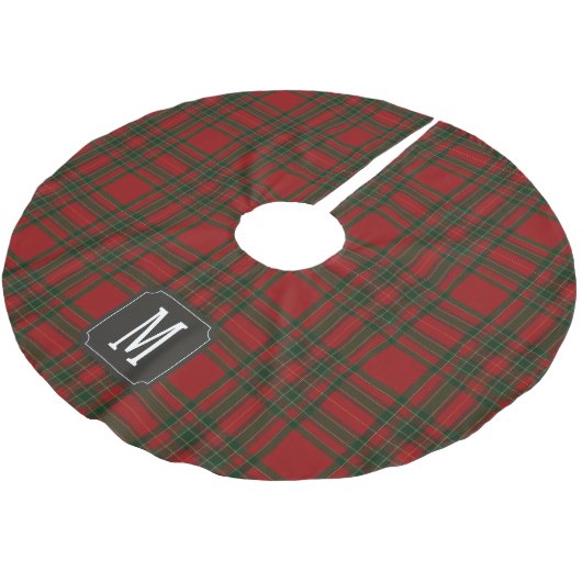 Tartan Red Green Monogram Kerstboom Rok (Gekanteld)