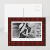 Tartan Red Plaid Foto Feestdagenkaart (Voorkant / Achterkant)