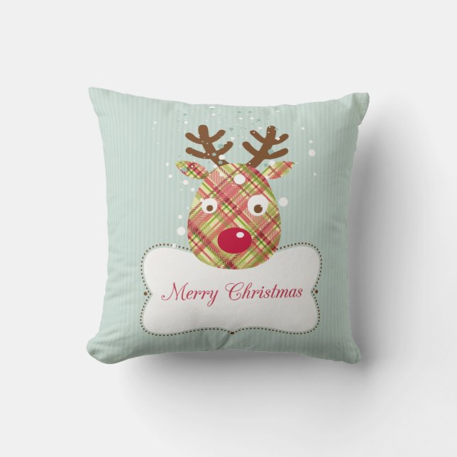 Tartan Reindeer Kussen (Voorkant)
