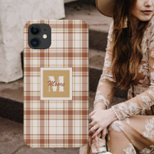 Tartan - Robuuste bruine en cementwitte telefoonta