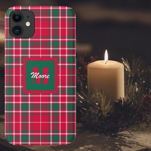Tartan - Rode Groene en Gebroken Witte Telefoongev Case-Mate iPhone Case
