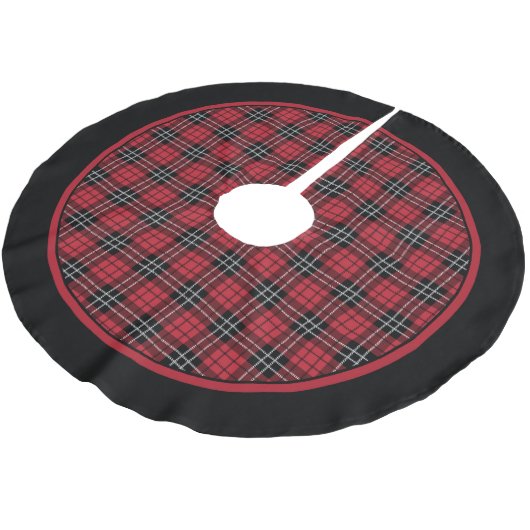 Tartan Rood en Zwarte Pset Tree Skirt Kerstboom Rok (Gekanteld)