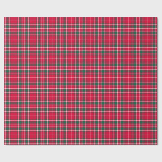 Tartan - rood groen en wit cadeaupapier (Vlak)